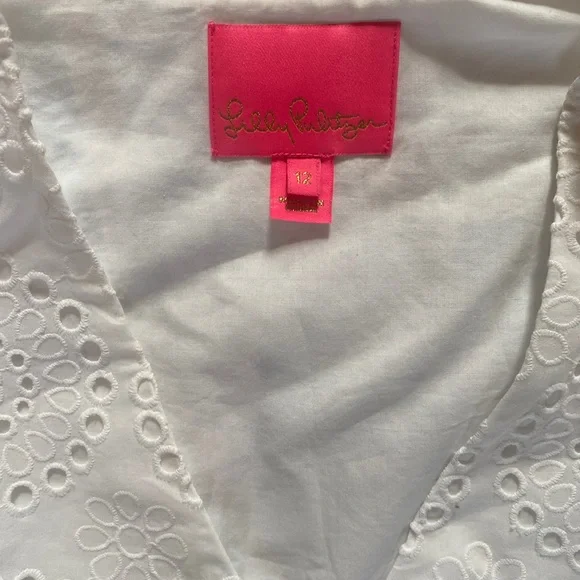 Lilly Pulitzer Taviana Long Sleeve Eyelet Dress, Sz. 12, White, EUC! - Picture 3 of 7
